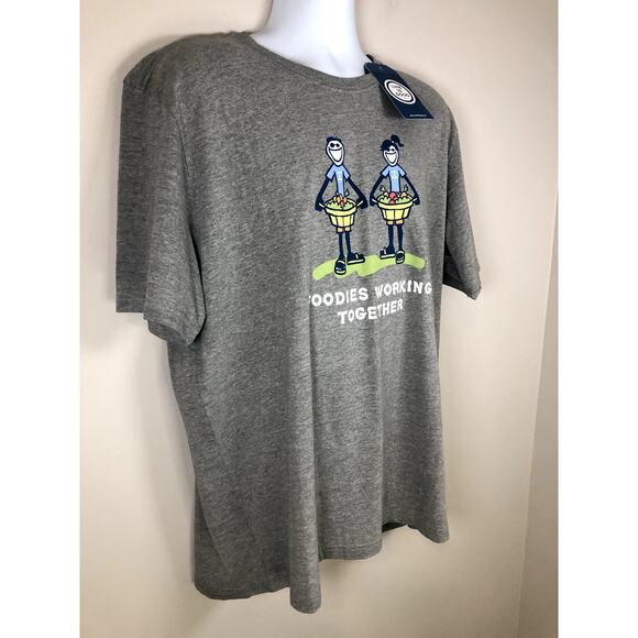 New Life Is Good Unisex T Shirt Size XXL Foodies Working Together Gray - Picture 3 of 13